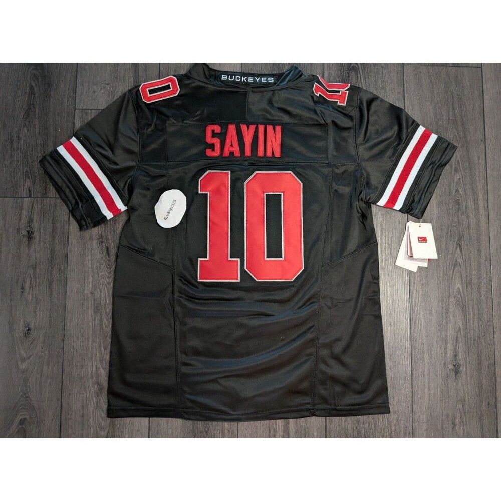Julian Sayin #10 Ohio Buckeyes Stitched Jersey BLACKOUT Men's 3XL XXL - Picture 2 of 2